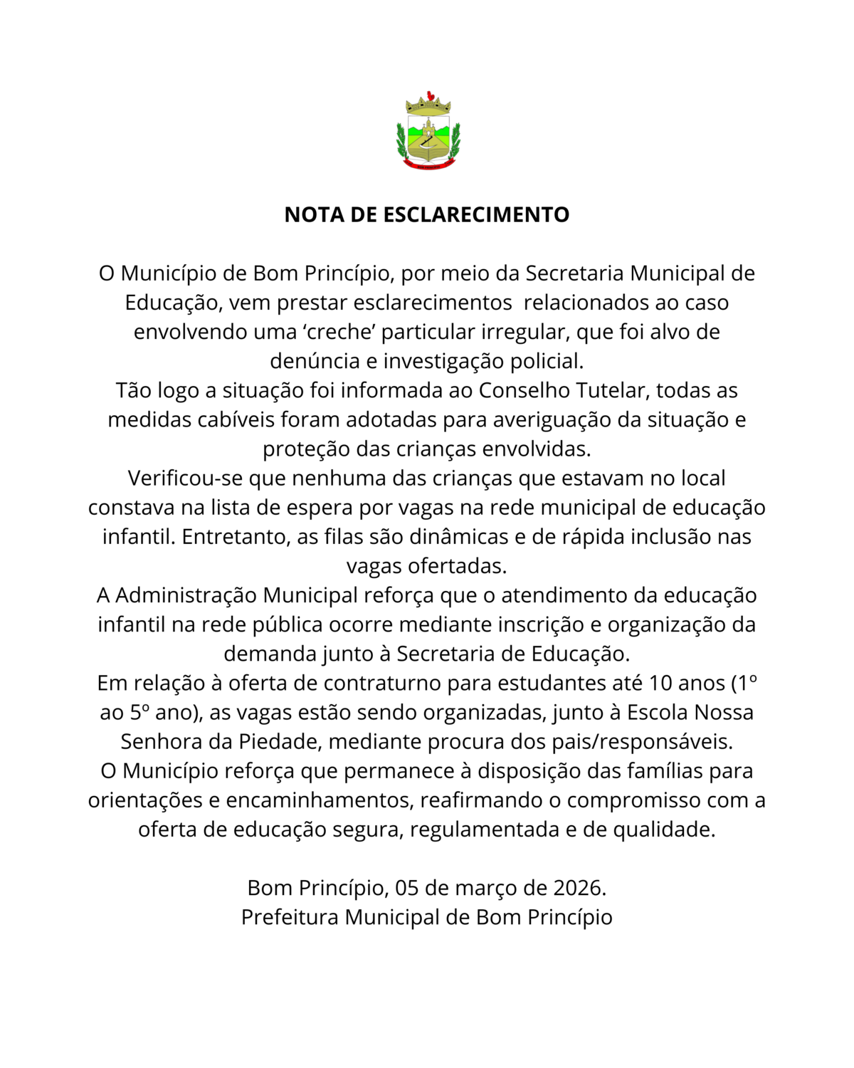 a-prefeitura-de-bom-principio-divulga-nota-oficial-sobre-o-caso-envolvendo-uma-creche-particular-irregular-no-municipio